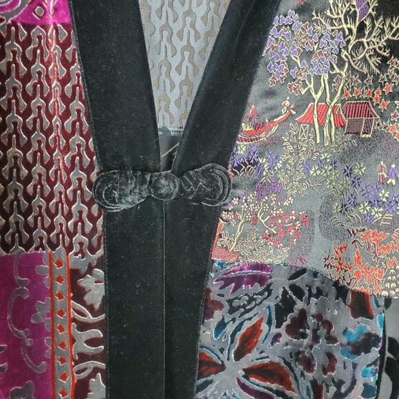 Vtg Chicos Velvet Burnout Silk Blend Kimono Topper Sz 3 XL Gothic Chic Oriental - Picture 8 of 15
